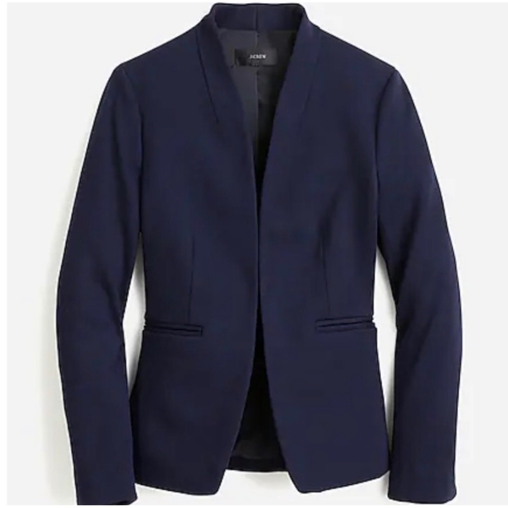 J.Crew 365 Going Out Blazer Navy Blue Open Front Ponte Jacket Size 4